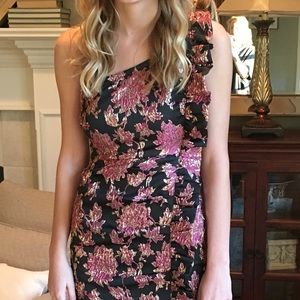 Size M Blush and Black floral semi formal dress